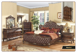 Venice - Elegant Solid Wood Traditional Style Bedroom Complete Bedroom Set with Panel Bed