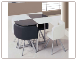 Compact Contemporary Stylish Metal and Glass Dinette Set by Global Furnither USA