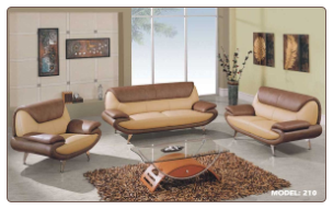 Global  -  Two-Tone Tan and Brown Color Leather Living Room Set by Global USA