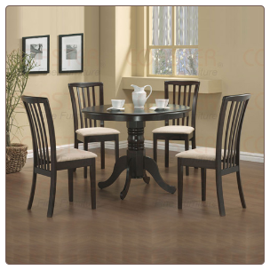 Coaster Maple Round Collection 5-Piece Dining Set Table and 4 Chairs Package - 101081+(2)101082