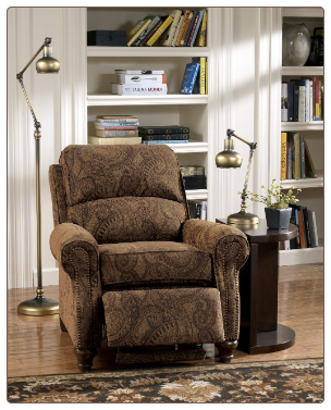 Deanville - Antique Low Leg Recliner with Rolled Arms and Nail Head Detailing by Signature Design by Ashley