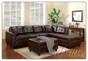 Milano Brown Bonded Leather Match Sectional Set