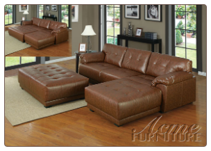 Orian Brown Bonded Leather Match Sectional Set
