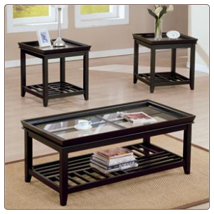 Acme Furniture 6362 Ava 3 Piece Coffee and End Table Set with Glass Tops at Wholesale 2 U LLC
