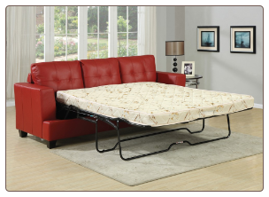 Diamond Red Bonded Leather Sofa with Queen Sleeper
