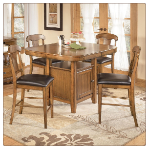 Wood Counter Height Dining Set with Storage Table, 'Mannus' Collection. Signature Design by Ashley Furniture