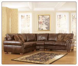 Signature Design by Ashley DuraBlend - Antique Sectional with Rolled Arms and Wood Bun Feet