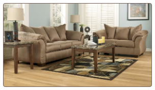 Darcy - Mocha Contemporary  Living Room Sofa  Set with Accent Pillows by Signature  Ashley