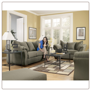 Darcy - Sage Contemporary  Living Room Sofa  Set with Accent Pillows by Signature  Ashley
