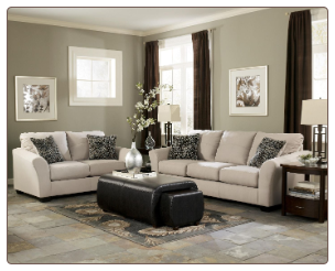 Lexi - Stone Contemporary Plush Flared Arm Stationary Sofa with Accent Pillows by Signature Design by Ashley