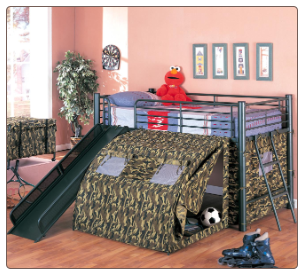 Oates Lofted Bed with Slide and Tent by Coaster
