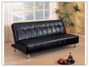 Coaster 300118 Black Leather like Vinyl Futon Sofa Bed