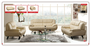 ESF  -405 Italian Leather Modern Living Room Set W/Adjustable Headrests