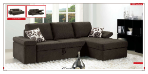 ESF - 1000 Modern  Sectional Sleeper in Full Fabric by European Style Furniture