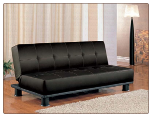 Coaster 300163 Black Leather like Vinyl Futon Sofa Bed Klik Klak