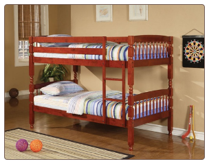 Twin over Twin Lattice Design Bunk Bed in Rich Cherry Finish by Coaster - 460221