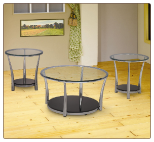 3 Piece Occasional Table Sets Contemporary Chrome and Glass Occasional Table Set by Coaster