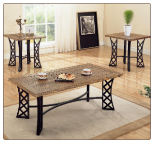3 Piece Occasional Table Sets Coffee Table and End Table Set w/Metal Base by Coaster