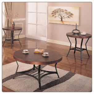 Prospect Plains Contemporary Metal Cocktail Table Set with Round Hammered Copper Look Top by Coaster