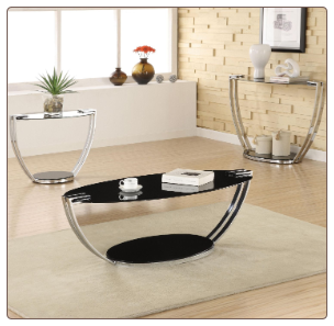 Roosevelt Contemporary Metal Cocktail Table Set with Glass Top by Coaster