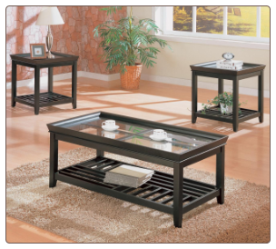 3 Piece Occasional Table Set with Beveled Glass by Coaster