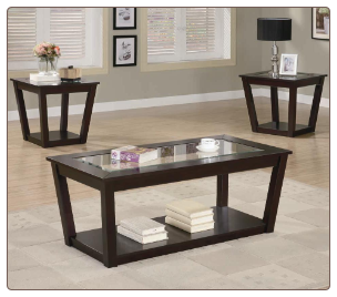 Contemporary 3 Piece Occasional Table Set with Glass Tops