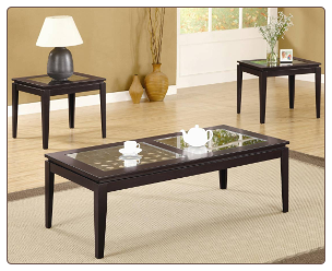 3 Piece Table Set with Glass Insets by Coaster