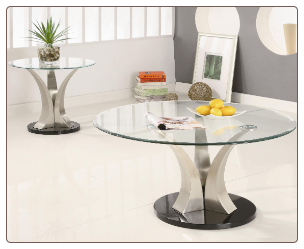 Milltown Contemporary Metal Cocktail Table Set with Glass Top by Coaster