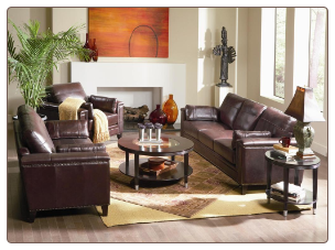 Gallagher 2 Piece Living Room Set in 100% Top Grain Brown Leather