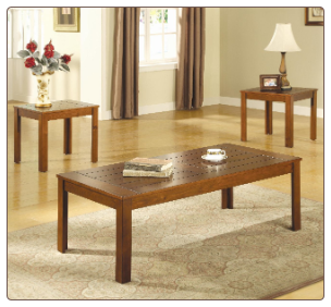 3 Piece Occasional Table Set with Pine Veneers by Coaster