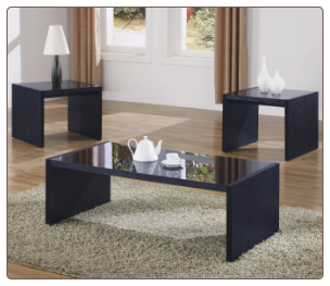 3 Piece Occasional Table Set with Black Tempered Glass by Coaster