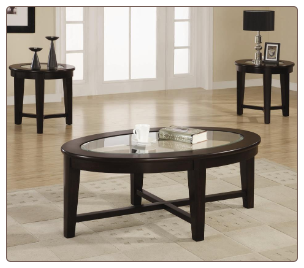 3 Piece Occasional Table Sets 3 Piece Occasional Table Set with Tempered Glass Insert by Coaster