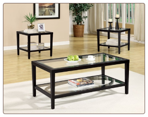 3 Piece Occasional Table Set with Beveled Glass Inserts by Coaster