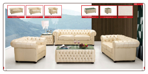 ESF  - Cassic Ivory Leather Living Room Set