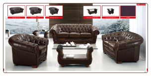 ESF  - Cassic Brown Leather Living Room Set
