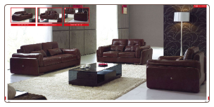 ESF  - 132 Modern Dark Brown Leather Living Room Set