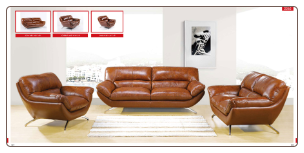 ESF  -2262 Italian Leather Modern Living Room Set W/Adjustable Headrests