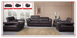 ESF  -9049 Leather Modern Living Room Set W/Adjustable Headrests