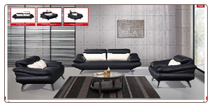 ESF  -9058 Leather Modern Living Room Set W/Adjustable Headrests
