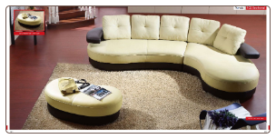 ESF  - Green And Black Leather Sectional Sofa Set - ESF Furniture