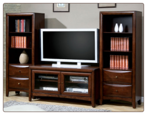 Wood Veneer Entertainment Unit in Walnut or Cappuccino Finish, by Coaster Furniture