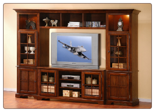 Merlot Oak 4-Piece TV Wall Unit with Storage