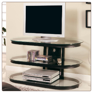 TV Stands Contemporary Media Console with Glass and Chrome Accents by Coaster