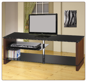 TV Stands Contemporary Media Console with Glass Shelves by Coaster