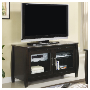 TV Stands Contemporary Media Console with Glass Doors by Coaster