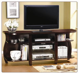 TV Stands Transitional Media Console with Glass Doors and Shelves by Coaster