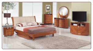Evelyn Platform Bedroom Set - Cherry - Global Furniture
