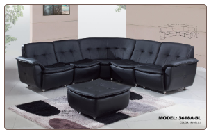 4 PCS 3618 Sectional Sofa - Black - Global Furniture