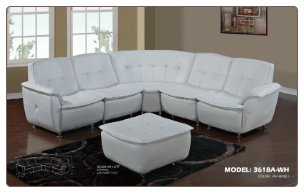 4 PCS 3618 Sectional Sofa - White - Global Furniture