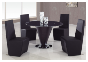 105 Dining Set - Black- withDining Table - Frosted Glass - Global Furniture
